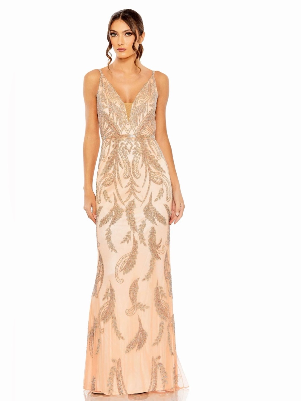 Mac Duggal 6015 Open Back Embellished Dress Size 16